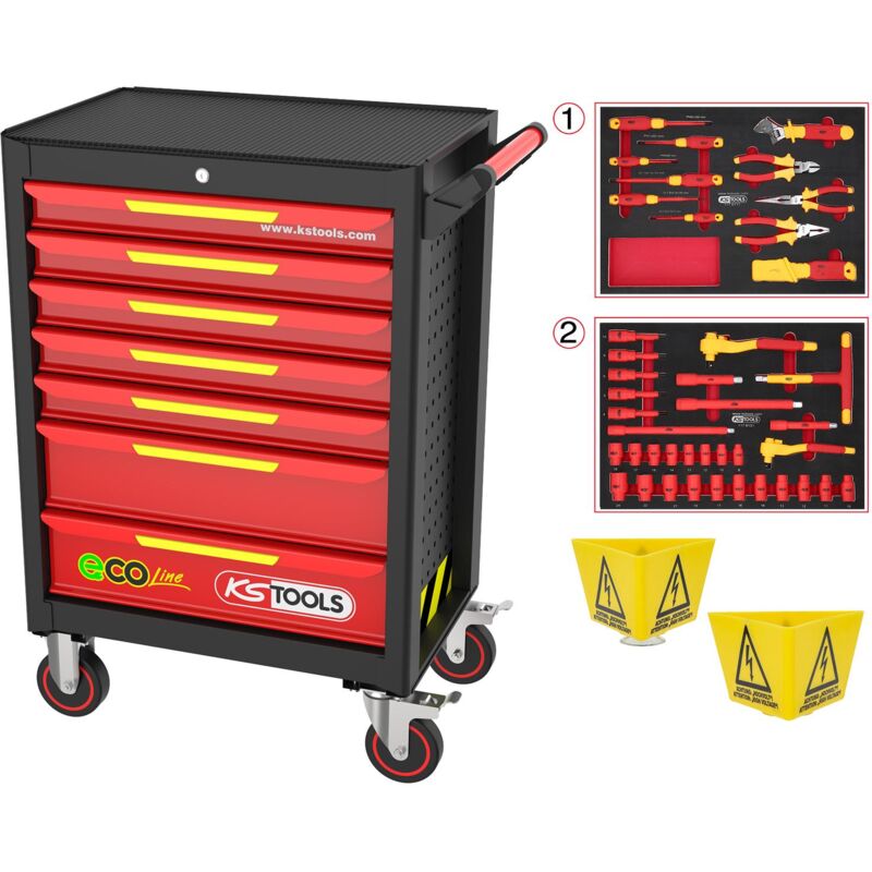 foto del prodotto kstools carrello portautensili ecoline con 42 utensili isolati per veicoli ibridi ed elettrici