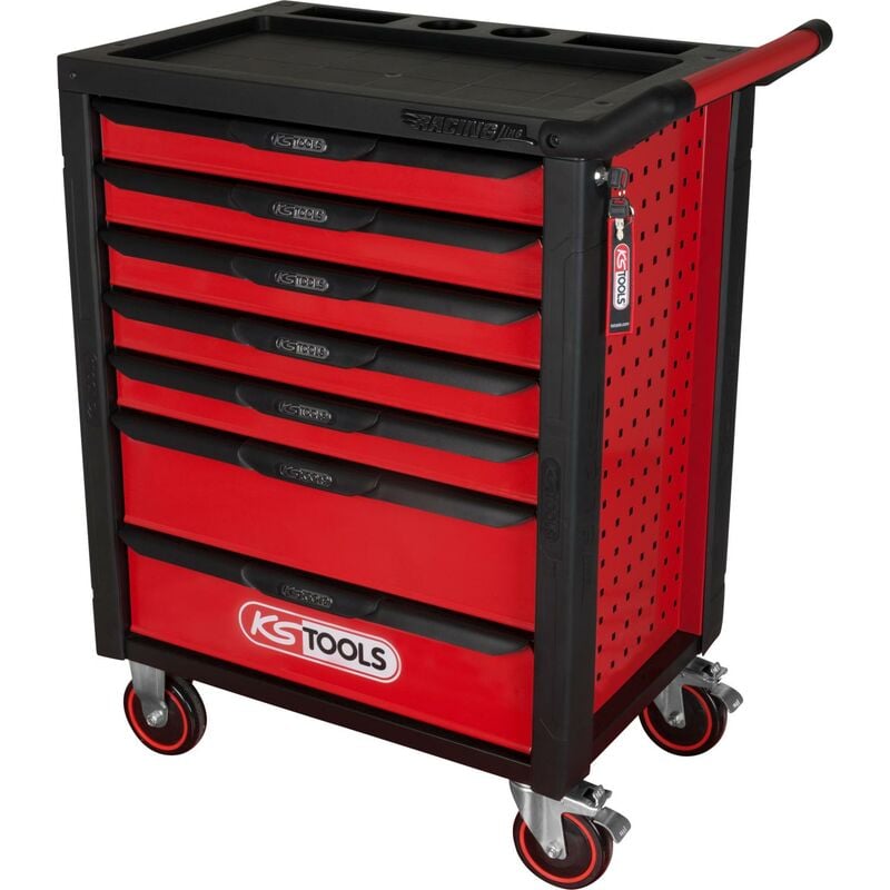 foto del prodotto kstools carrello portautensili racingline nero rosso con 7 cassetti