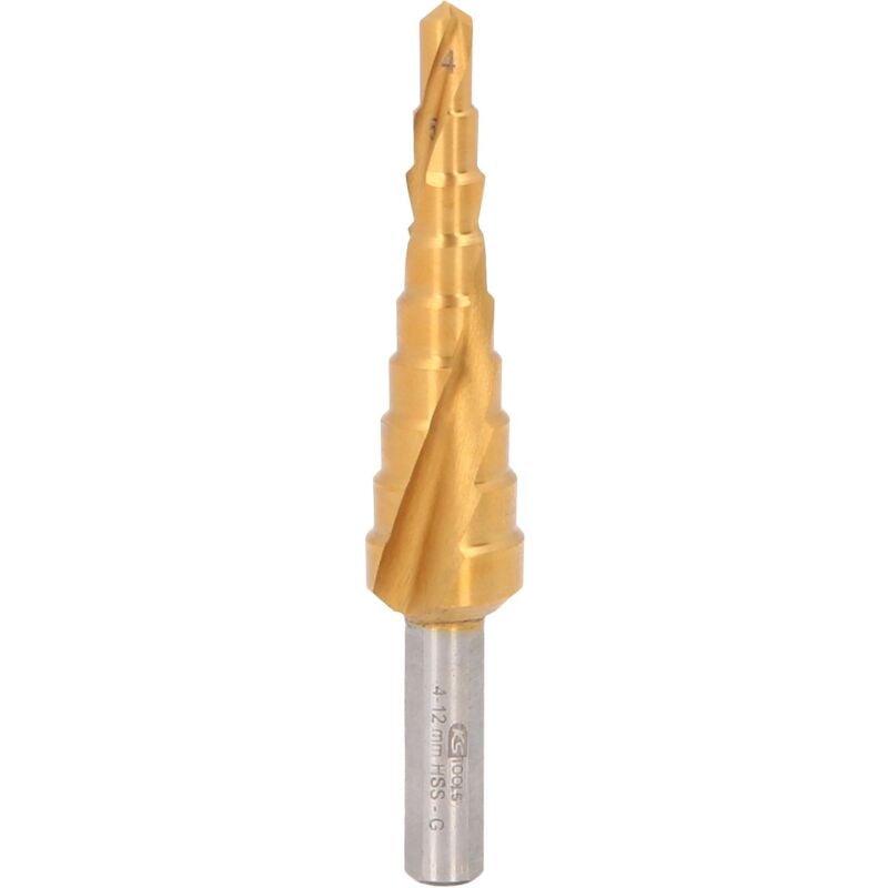 foto del prodotto kstools fresa a gradini in hss tin, 4 12mm, 9 livelli