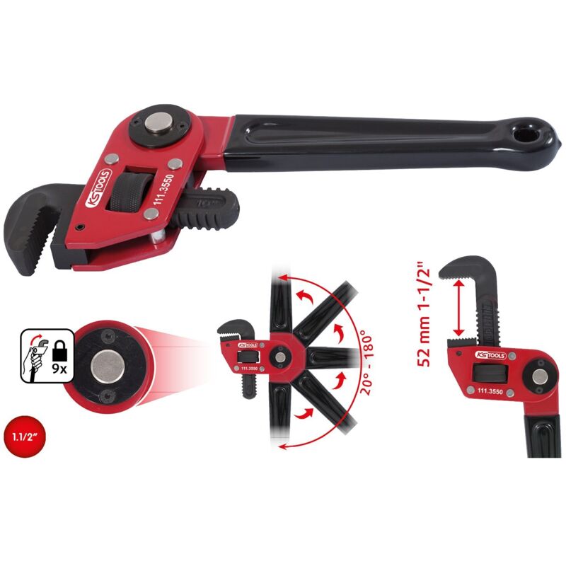 foto del prodotto kstools ks tools 111.3550 giratubi manovrabile con una sola mano 1, con testa regolabile, 1 2 