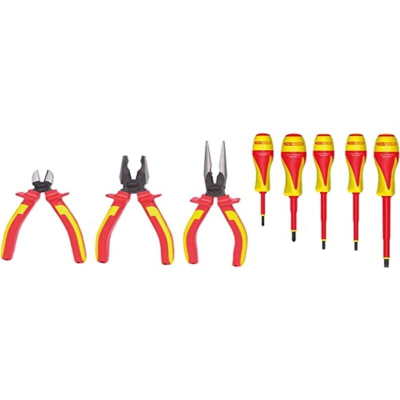 foto del prodotto kstools ks tools, 117.1105 vde, set di pinze e cacciaviti con isolamento a norma din en 60900, 8 pz.