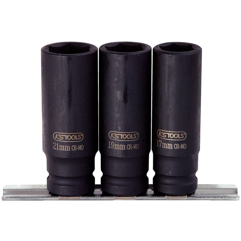 foto del prodotto kstools ks tools 515.0103 serie di bussole esagonali per avvitatori ad impulsi, lunghe, 3 pezzi, 17 21 mm, 1 2 
