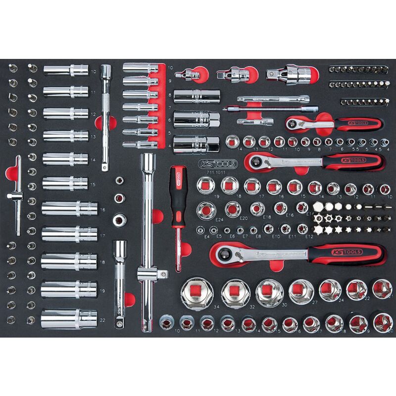 foto del prodotto kstools ks tools 711.1011 set bussole 1 2 3 8 1 4 accessori utensili carrello da officina 175 pezzi