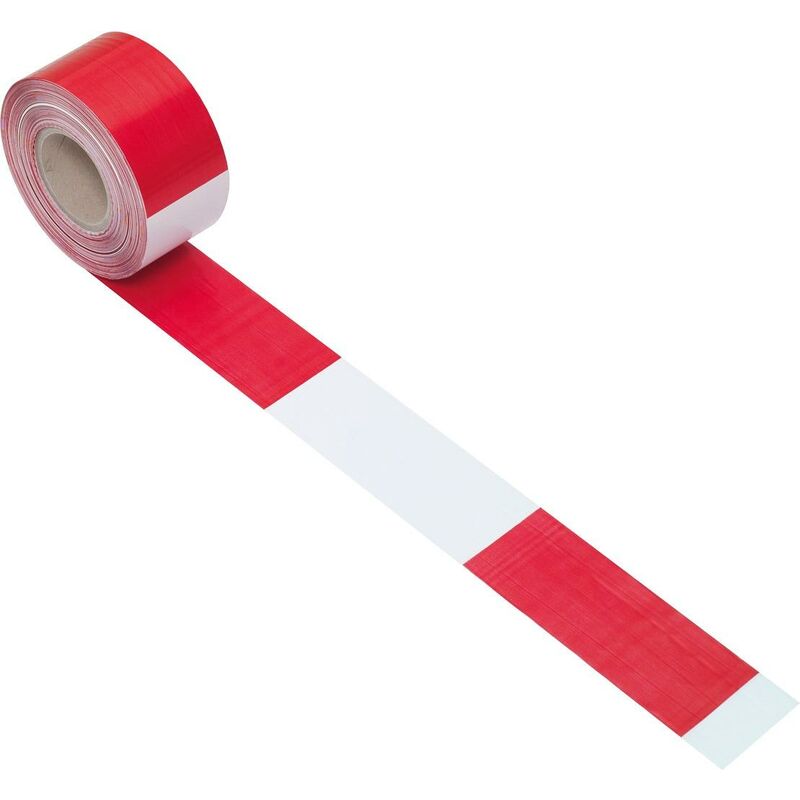 foto del prodotto kstools nastro segnaletico delimitatore rosso bianco tratteggiato