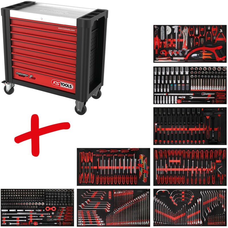 foto del prodotto kstools serie carrello da officina performanceplus p25 con 564 utensili per 8 cassetti