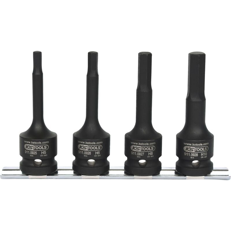 foto del prodotto kstools serie di bussole 1 2 per avvitatore ad impulsi, lunghe, 4 pz