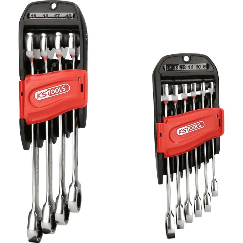 foto del prodotto kstools serie di chiavi a cricco combinate gear 10pz.8 19mm