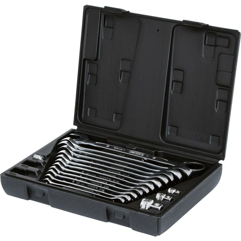 foto del prodotto kstools serie di chiavi a cricco combinate gear 16pz.8 19mm,c.adattatore
