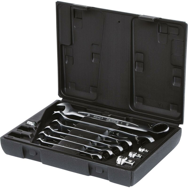 foto del prodotto kstools serie di chiavi a cricco combinate gear reversibili,10pz.8 19mm,c.adattatore