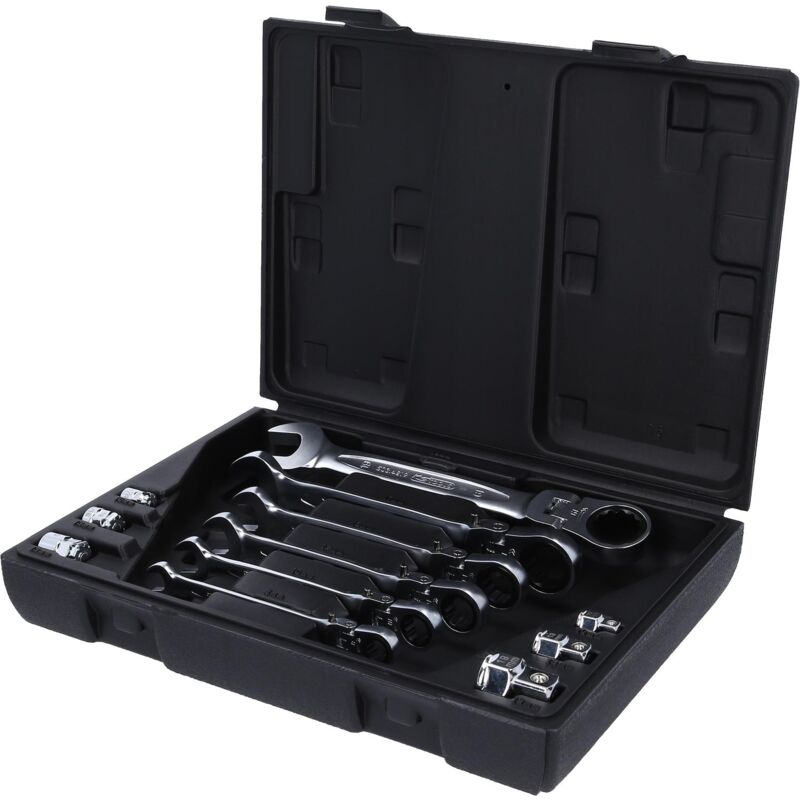 foto del prodotto kstools serie di chiavi a cricco combinate snodate gear c.bloc,12 pzc.adattatore
