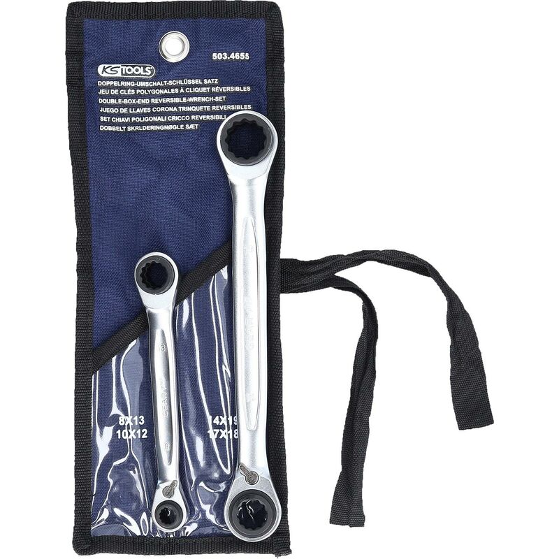 foto del prodotto kstools serie di chiavi a cricco doppie poligonali reversibili 4in1 gear 2 pz