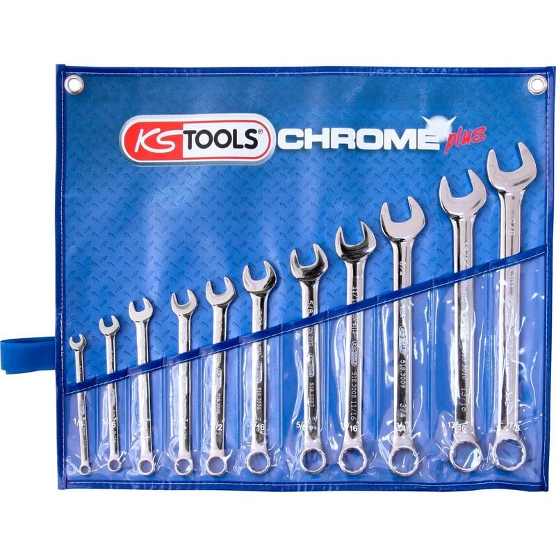 foto del prodotto kstools serie di chiavi combinate chrome inclinate,11pz.1 4 7 8 