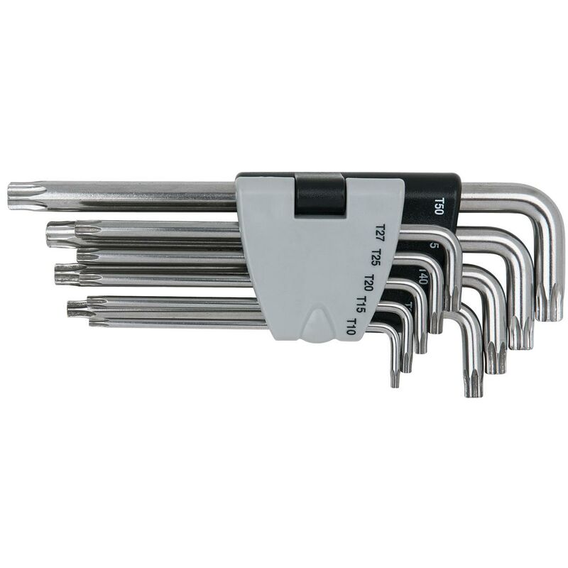 foto del prodotto kstools serie di chiavi maschio piegate tx con foro, in acciaio inossidabile. 9 pz
