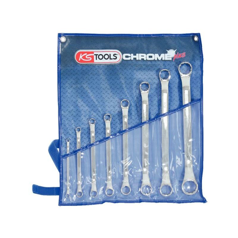 foto del prodotto kstools serie di chiavi poligonali a 2 bocche chrome 8pz.1 4 x5 16 1.1 8 x1.1 4 