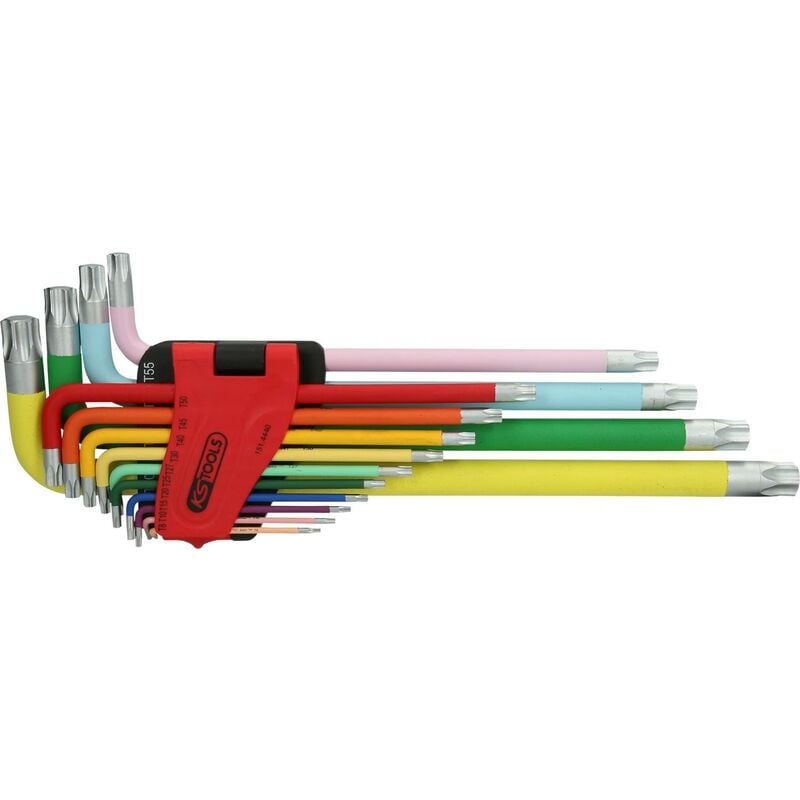 foto del prodotto kstools set chiavi maschio torx piegata, extra lunga, 14 pz