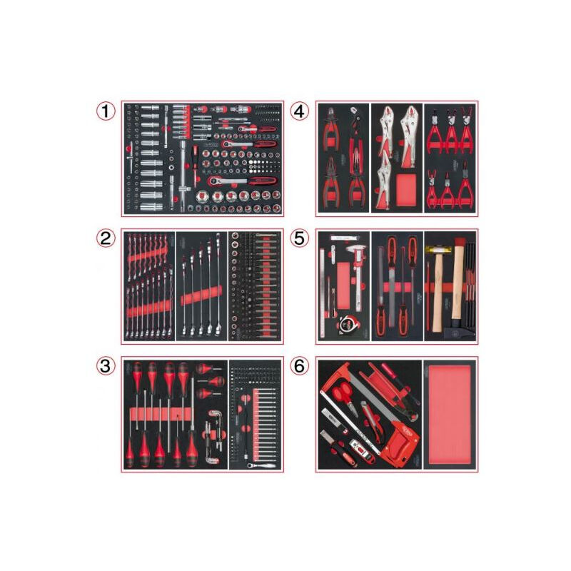 foto del prodotto kstools set di utensili a 6 cassetti per carrello portautensili ks tools 455 pezzi 714.0452