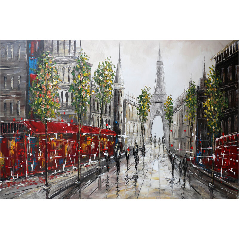 foto del prodotto kuateh quadro astratto kuat h paesaggio parigi 120 x 80 cm olio su tela