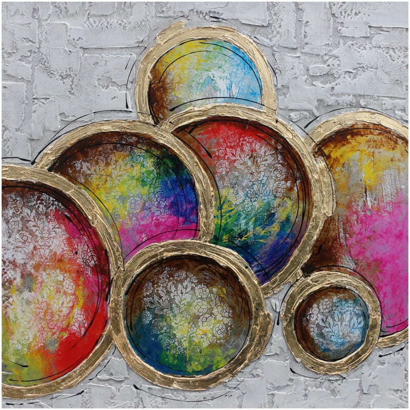 foto del prodotto kuateh quadro piatti colorati kuat h 100 x 100 cm olio su tela