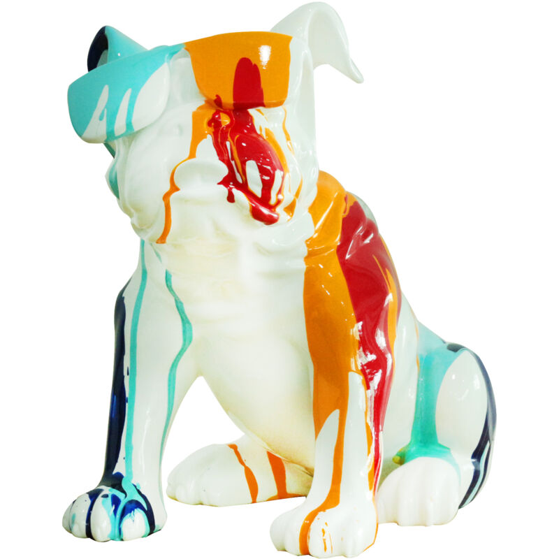 foto del prodotto kuateh - statuetta decorativa cane bulldog seduto kuatéh in poliresina 40x23x34 cm multicolor