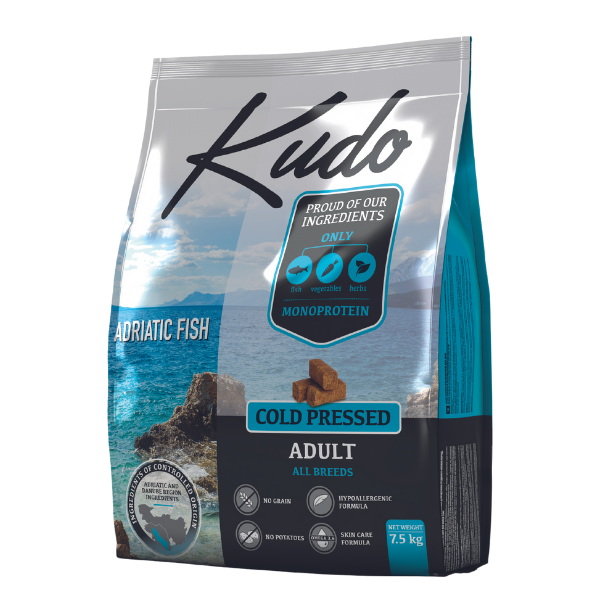 foto del prodotto kudo grain free adult all breeds adriatic fish 7,5 kg 1 ordine scegli lo sconto bzr5 bzr20 200 punti fedelt 