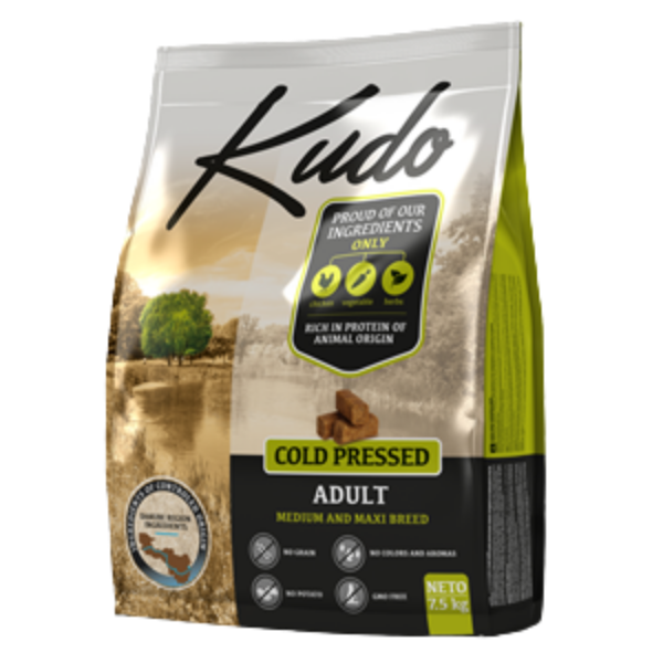 foto del prodotto kudo grain free adult medium maxi pollo 7,5 kg 1 ordine scegli lo sconto bzr5 bzr20 200 punti fedelt 