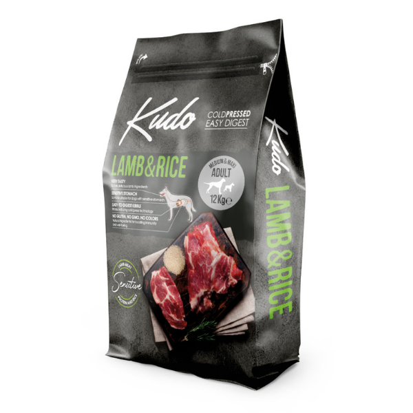 foto del prodotto kudo low grain adult medium maxi agnello e riso 12 kg 1 ordine scegli lo sconto bzr5 bzr20 200 punti fedelt 