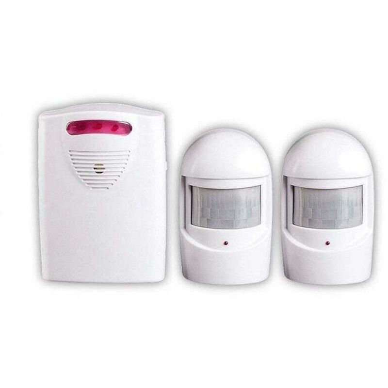 foto del prodotto kueatily sistemi di allarme di sicurezza, 1 ricevitore e 2 rilevatori di movimento pir resistenti alle intemperie per cortile garage fienile, kit