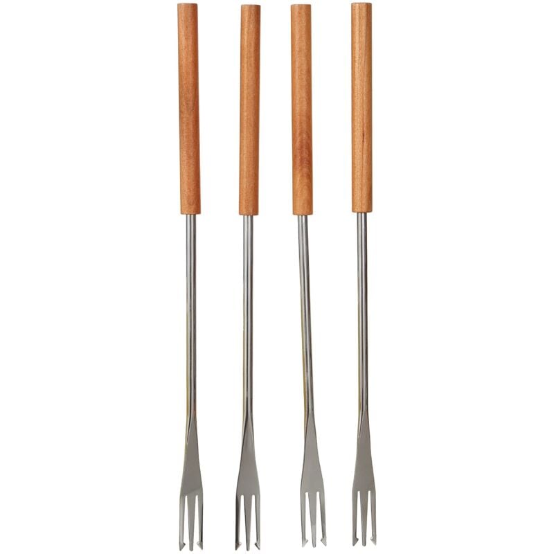 foto del prodotto kuhn rikon 32099 forchette per fonduta di formaggio carne, in legno di ciliegio, 4 pezzi