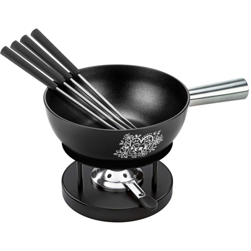 foto del prodotto kuhn rikon 32275 set per fonduta di formaggio alpenliebe, 22 cm, nero, a induzione, alluminio