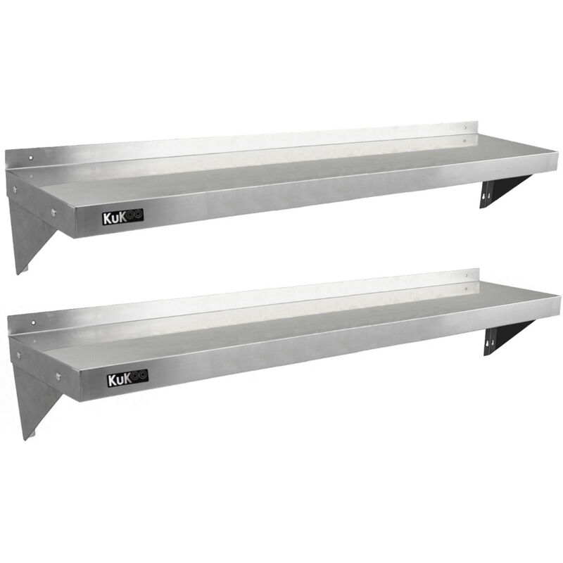 foto del prodotto kukoo 2 mensole a muro in acciaio inossidabile inox per cucina commerciale mesnole a parete per ristoranti catering resistente alla corrosione