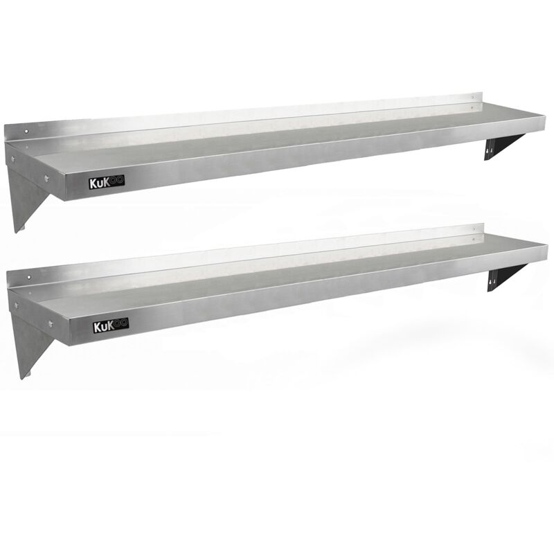foto del prodotto kukoo 2 mensole a muro in acciaio inossidabile inox per cucina commerciale mesnole a parete per ristoranti catering resistente alla corrosione