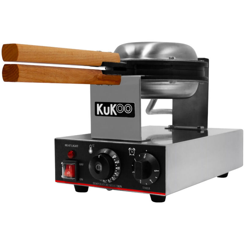 foto del prodotto kukoo macchina per waffel singola rotante commerciale piastre di ferro antiaderenti elettrica 1000w 50 250 c temperatura automatica 1 5 minuti timer