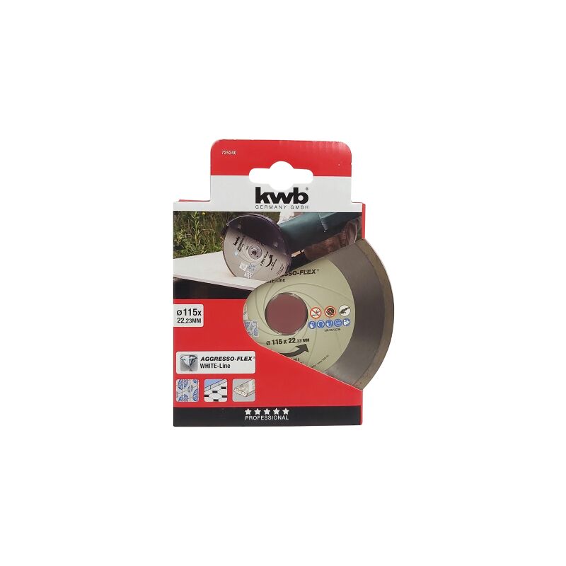 foto del prodotto kwb 1 disco diamantato aggressor flex white line 115x22 mm per smerigliatrice ideale per piastrelle travertino marmo