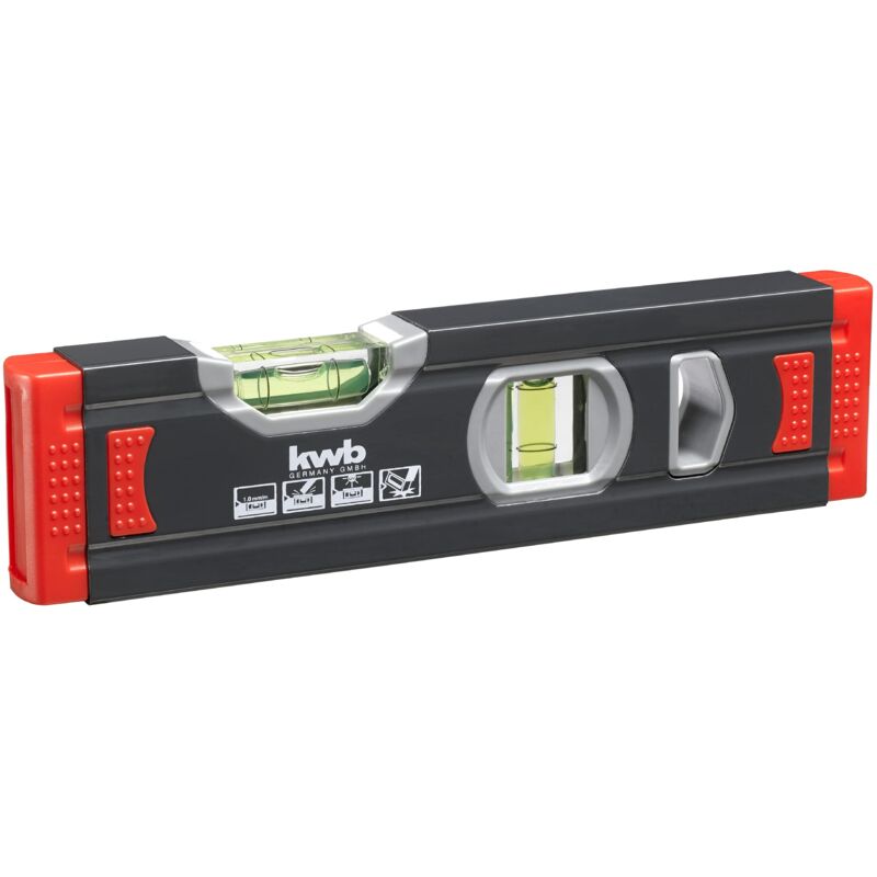 foto del prodotto kwb 1 mm mini livella in alluminio 20 cm, livella assicurata, accuratezza m, rettificata di precisione, 1 livella orizzontale e verticale ciascuna