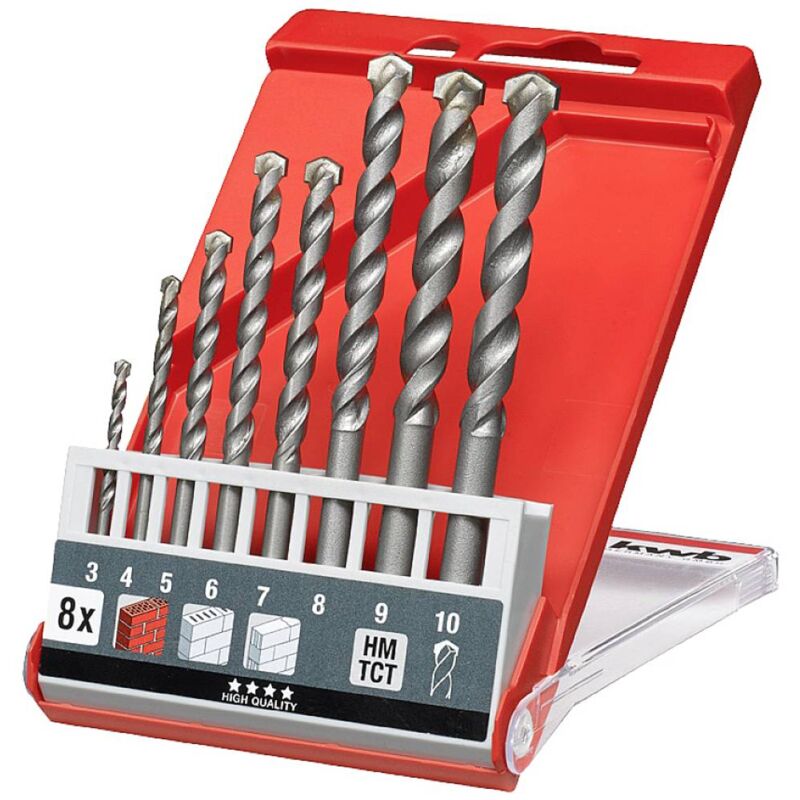foto del prodotto kwb 39800 acciaio temprato e rinvenuto kit punte per pietra 8 parti 3 mm, 4 mm, 5 mm, 6 mm, 7 mm, 8 mm, 9 mm, 10 mm alb