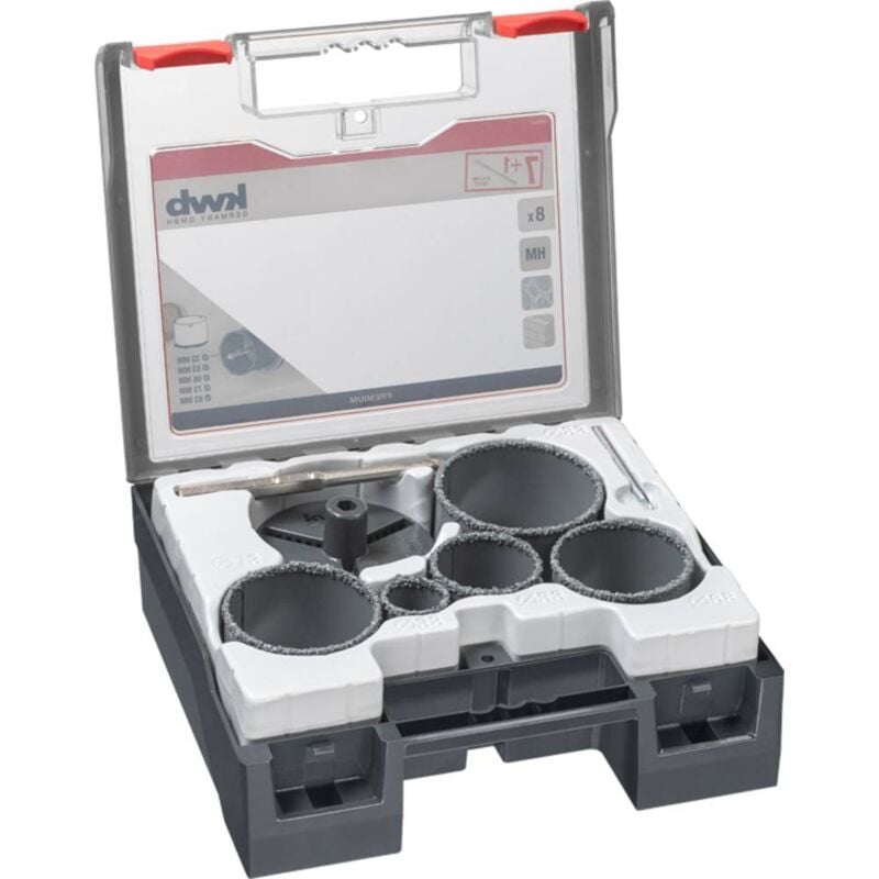 foto del prodotto kwb 499505 kit seghe a tazza 8 parti 33 mm, 53 mm, 68 mm, 73 mm, 83 mm 1 pz.