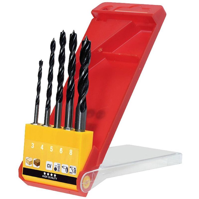 foto del prodotto kwb 513900 kit punte a spirale da legno 3 mm, 4 mm, 5 mm, 6 mm, 8.0 mm 5 pz.