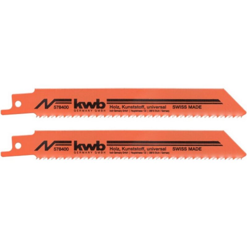 foto del prodotto kwb 578400 set 2 lame per sega a gattuccio universali 153 mm taglio medio per legno metallo e acciaio