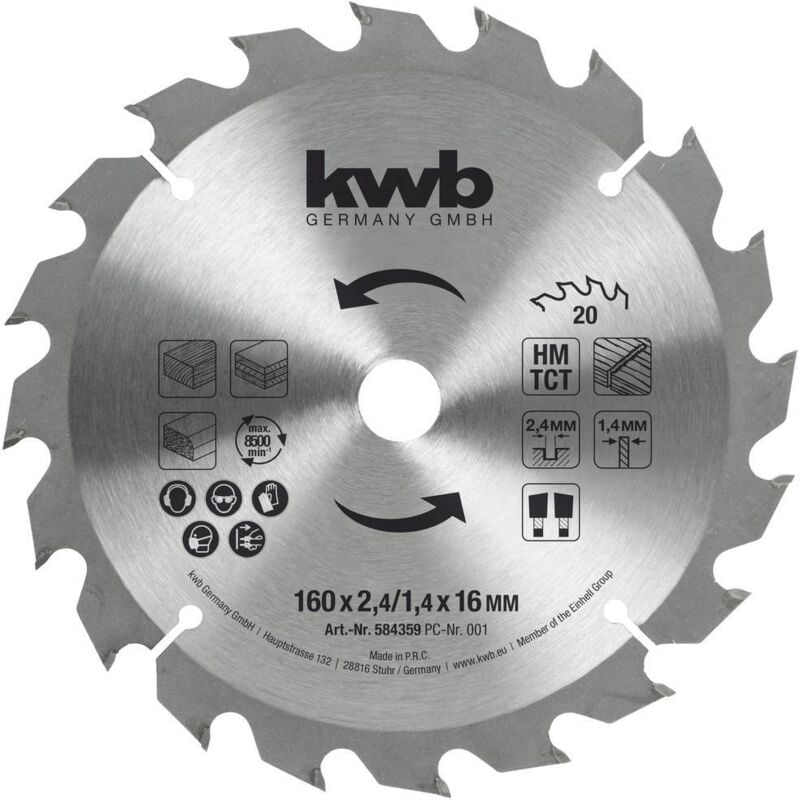 foto del prodotto kwb 584359 lama circolare 160 x 16 mm 1 pz.
