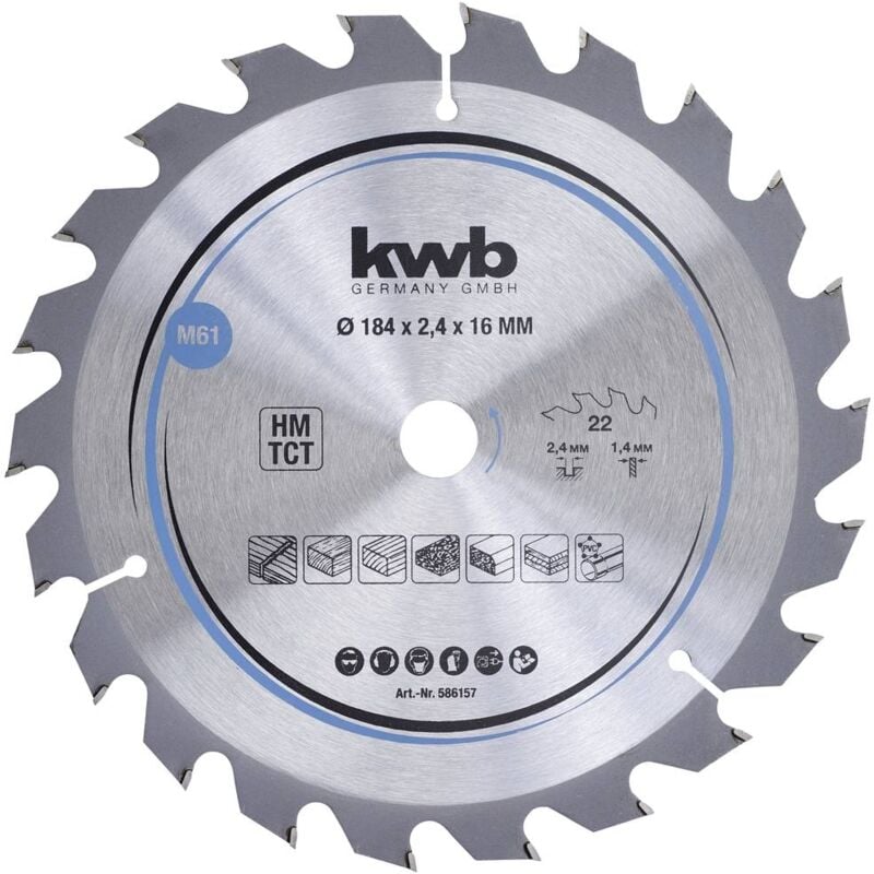 foto del prodotto kwb 586157 lama circolare in metallo duro 184 x 16 mm 1 pz.