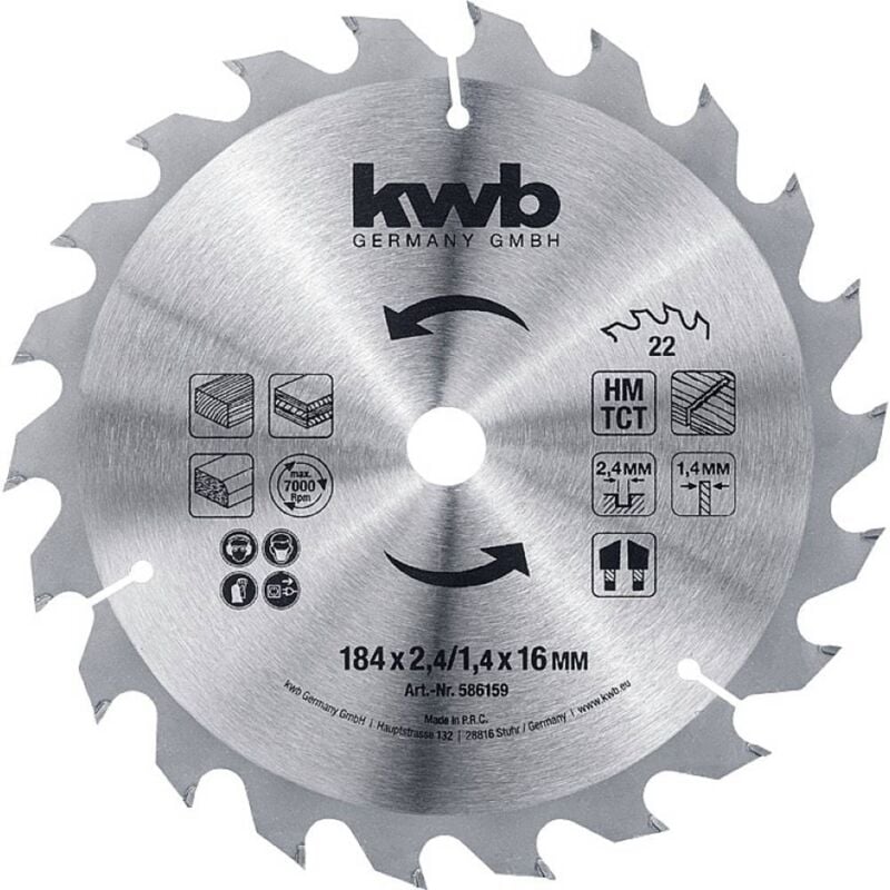 foto del prodotto kwb 586159 lama circolare 184 x 16 mm 1 pz.