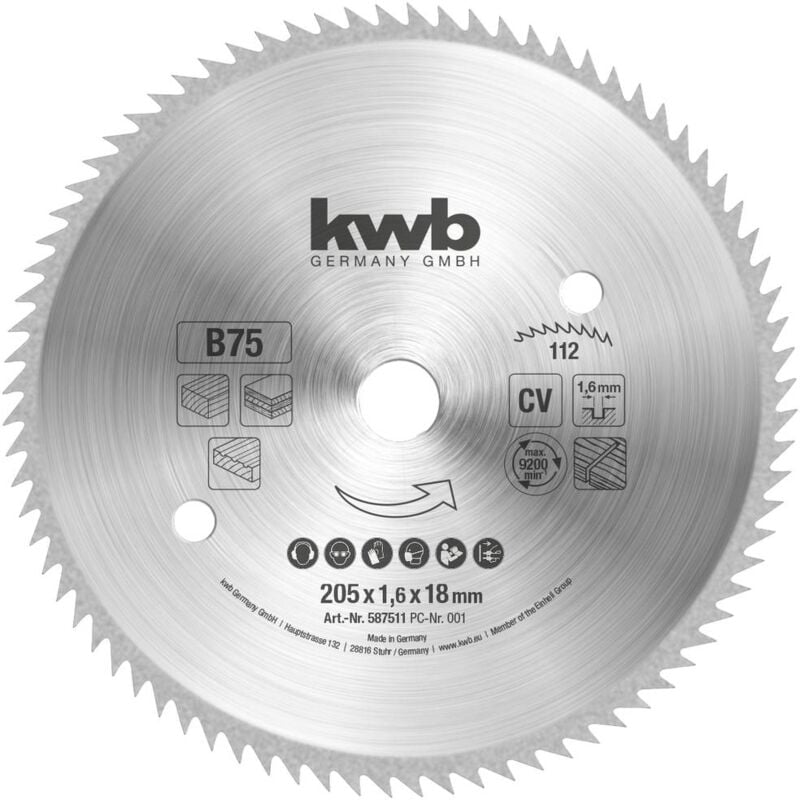 foto del prodotto kwb 587511 lama circolare 205 x 18 mm 1 pz.