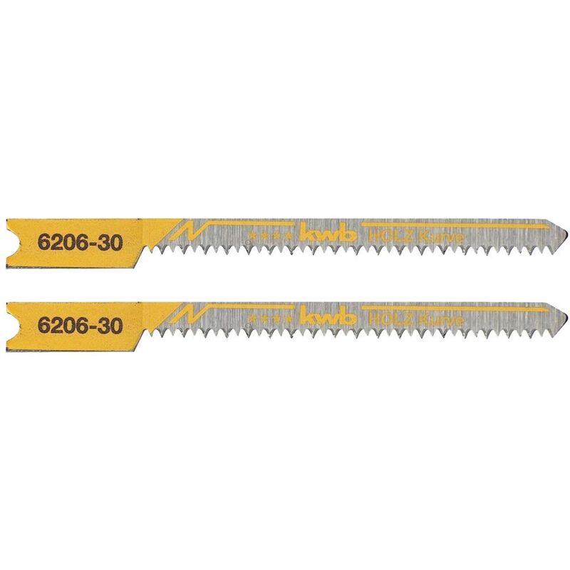 foto del prodotto kwb 620630 lame per seghetto alternativo, lavorazione del legno, hcs, gambo universale, 2 curve 2 pz.