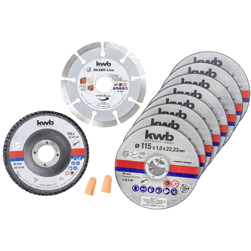 foto del prodotto kwb 712041 kit dischi da taglio 115 mm 10 pz. acciaio inox