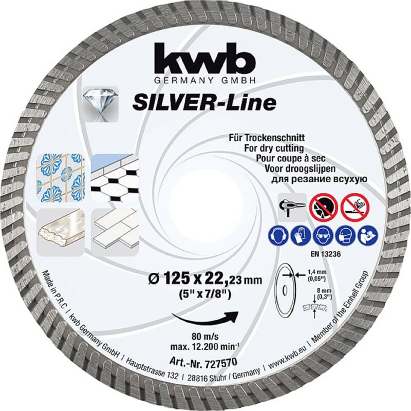 foto del prodotto kwb 727570 disco diamantato diametro 125 mm foro 22.23 mm 1 pz.