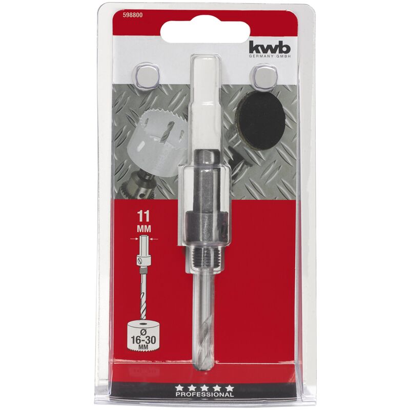 foto del prodotto kwb albero di registrazione per seghe a foro bi metal con 1 2 20 file thread 598800 per seghe da foro 16 30 mm, esagono, con trapano a