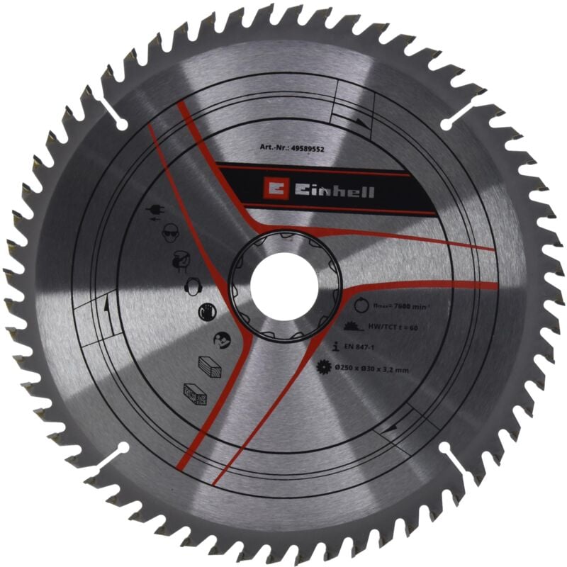 foto del prodotto kwb by einhell lama per sega hm, 250 x 30 mm, 60 denti, adatta per diverse seghe circolari da tavolo einhell, troncatrici a tiro e troncatrici
