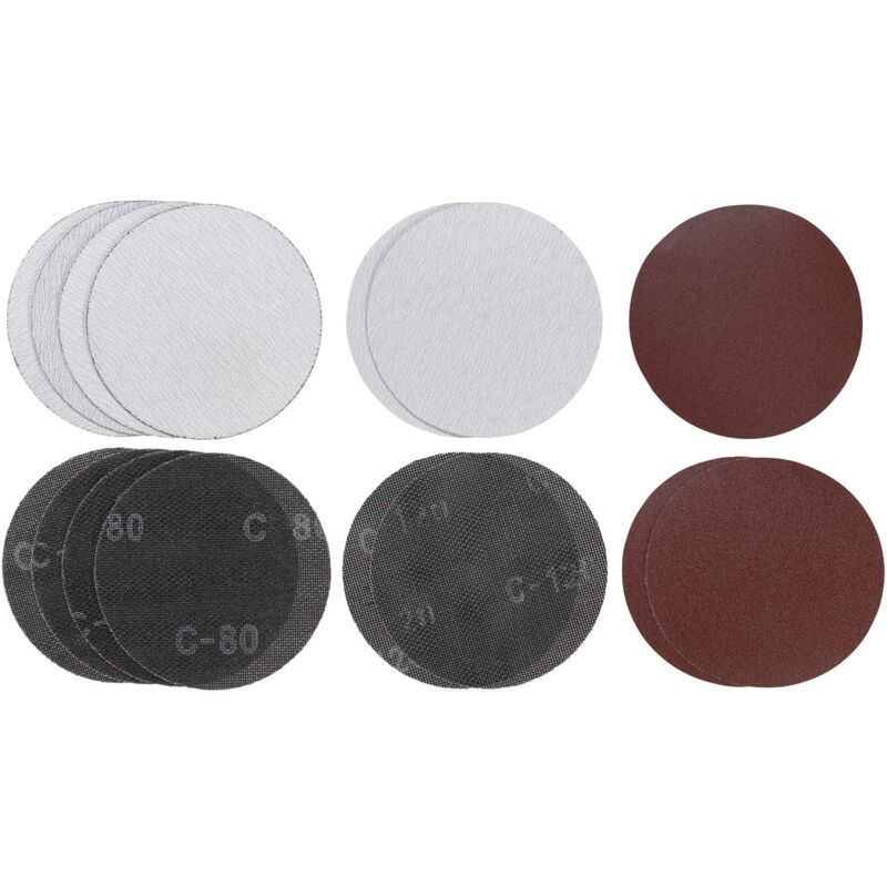 foto del prodotto kwb by einhell set di 15 dischi di carta abrasiva 180 mm, con microvelcro, diverse grane e possibilit di impiego, adatto per sistema di