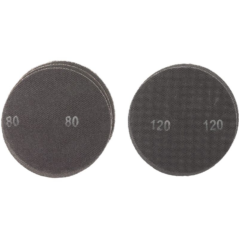 foto del prodotto kwb - by einhell - set di dischi abrasivi a griglia ( 225 mm, 3 x k80, 2 x k120, adatto per levigatrice a secco einhell te-dw 225 x)