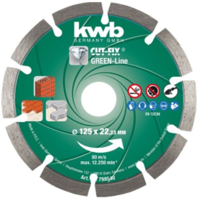 foto del prodotto kwb disco da taglio diamantato green line 180x22 mm per smerigliatrice multiuso per mattoni piastrelle cemento